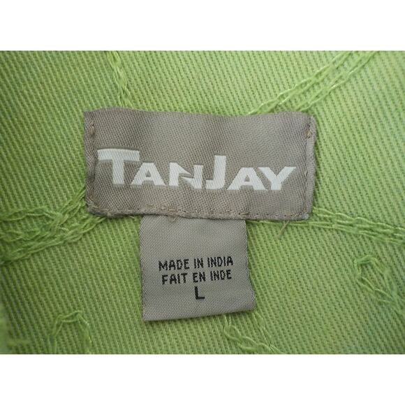 Vintage Tanjay Light Green Denim Zip Up Jacket Sequin Embroidery Women Sz Large - Picture 9 of 12